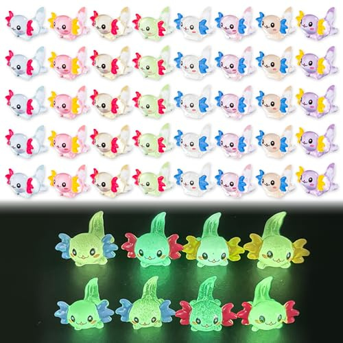 40 Pezzi Mini Axolotl In Resina, Figure In Miniatura Che Brillano Al Buio, Decorazioni Per Acquari Giardini Paesaggi E Progetti DIY