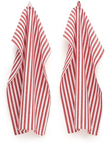 FILU Geschirrhandtücher 4er Pack Rot/Weiß gestreift (Farbe und Design wählbar) 45 x 70 cm - hochwertige Küchenhandtücher/Geschirrtücher aus 100% Baumwolle