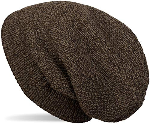 styleBREAKER Cuffia Beanie screziata Unisex a Maglia fine con Fodera in Pile, Cuffia Beanie Lunga 04024153, Colore:Marrone-Beige