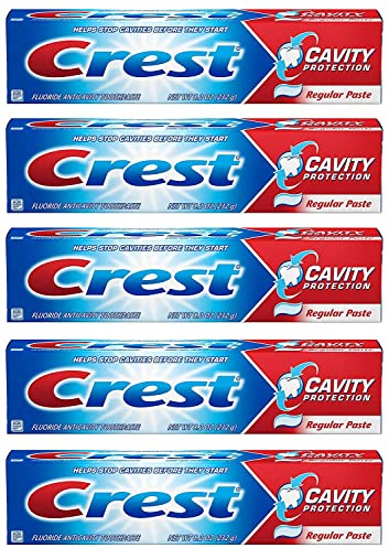 Crest Fluoride Anticavity Toothpaste, Prevents Cavities Before They Start, Regular Paste, 8.2 Ounce (Pack of 5)