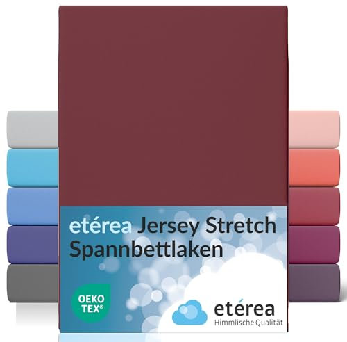 etérea Spannbettlaken für Wasserbett & Boxspringbett 90x200-100x220 cm - Oekotex 95% Baumwolle und 5% Elasthan Spannbetttuch - Öko-Tex Glattes & Feines Bettlaken bis 45 cm Steghöhe - Bordeaux