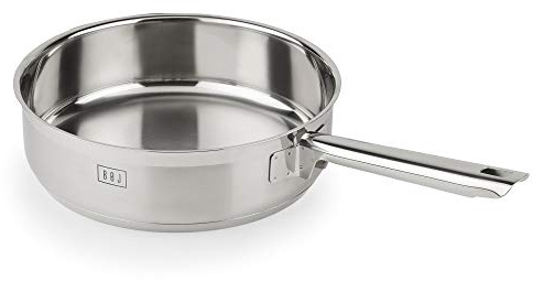 BOJ Sartén sauté en acero 18/10 de 24 x 6 cm premium.