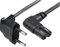2m Euro Netzkabel C7 Fernseher Stromkabel, Kabel Gewinkelt Netzstecker auf Euro 8 Doppelbuchse Kleingerätekabel für Wireless Boxen, TV, Blu-Ray, Radio, Netzteile schwarz