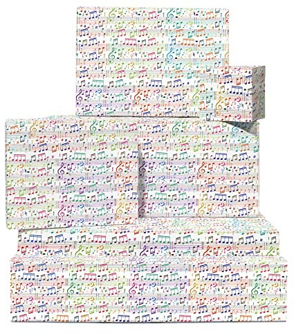 Weißes Geschenkpapier – Musiknoten – 6 Geschenkpapierbögen mit Anhängern – Musikliebhaber – recycelbares Geschenkpapier – Für Kinder, Männer, Frauen – von Central 23