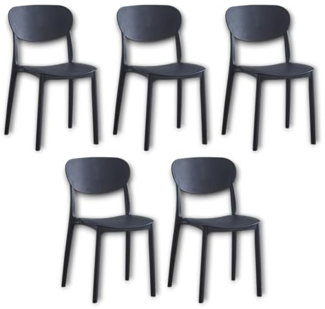 SHIITO | Modelo Soho - 5 Sillas de Comedor | 92 x 46 x 55 - Color Negro | Sencilla y Resistente