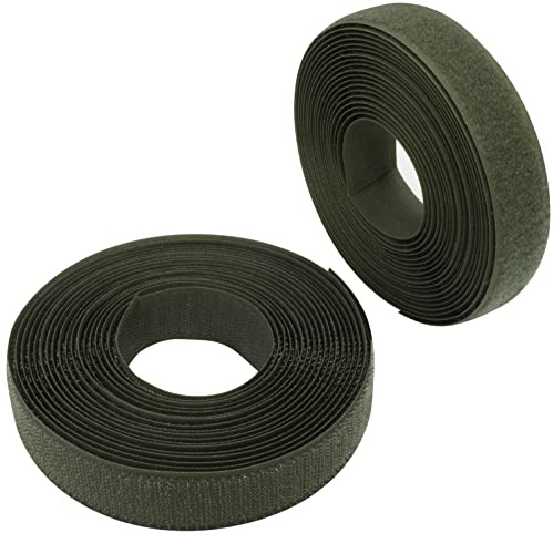AERZETIX - C65943 - Bande/rouleau de scratch 25 mm 5 mètre auto-agrippant - organisateur/serre câbles - ruban sac vêtement attache sangle - couleur: vert olive - en polyamide et polyester