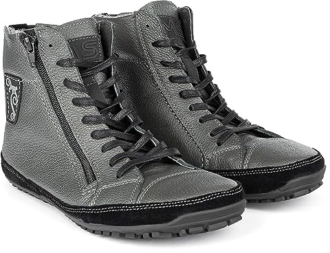 Magical Shoes Chaussures Minimalistes Barefoot Homme, Chaussures Imperméables pour Hiver, Bottes Chaudes avec Doublure en Laine, Demi Bottes Cuir, T. 42, Gris, Alaskan X