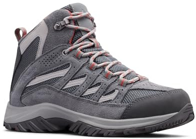 Columbia Womens Crestwood Mid Waterproof, Graphite/Daredevil, 8