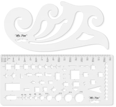 Mr. Pen- Geometric Drawing Template, 2 pcs, French Curve, Plastic Template, Shape Stencils, Geometric Stencils