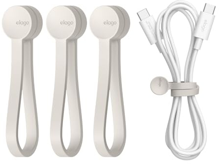 elago Wiederverwendbare Magnetische Kabelbinder, Hochwertiges Silikon, Vielseitiger Kabelorganisator für Zuhause, Küche, Büro, Reisen [3er Pack] (Taupe)