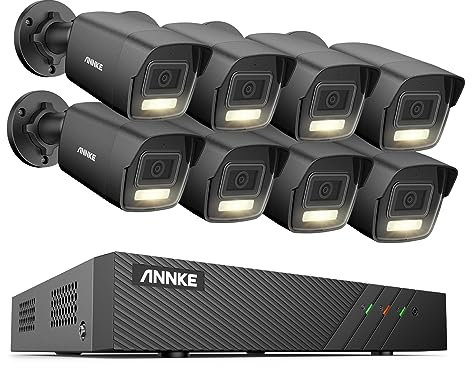 ANNKE Set di telecamere di sorveglianza da 3 K/5 MP, per esterni, 8 X 3 K PoE IP con riconoscimento intelligente delle persone e riconoscimento del veicolo, 8 CH PoE NVR per videosorveglianza 24/7
