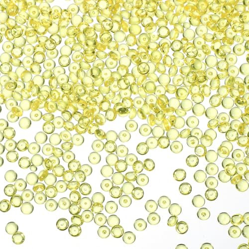 PATIKIL 1 pund platta marmor, 5 mm (0,2 tum) mini akrylpärlor för vaser fyllmedel glaspärlor fisk tank bord spridning heminredning gör-det-själv hantverk, gul