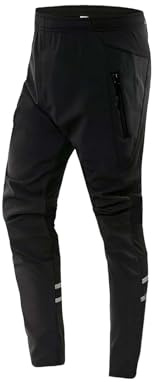 VeloZenith Pantaloni Ciclismo Uomo Pantaloni Lunghi MTB Bici Bike Sportivi Outdoor Campeggio Arrampicata Corsa Antivento Traspiranti Caldo Pile Invernali per Allenamento Outdoor (Nero,L)