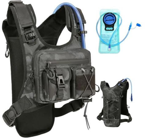 FTCYCRU Running Bag Hydration Vest ,Cycling Hydration Backpack 5L for Women and Men，Lightweight Hydration Pack for Marathon Trail Race Jogging Hiking and Climbing. (Camo, One Size)