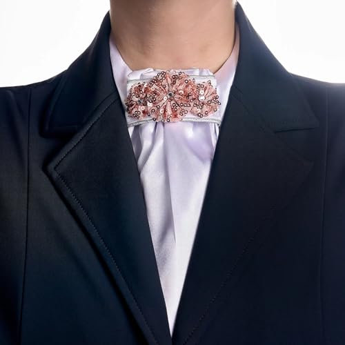 Plastrón de Equitación Vellquine FP en Rosa – Elegante y Sofisticado con Detalle Floral | Ideal para Competencias de Doma Clásica, Diseño Atemporal y Materiales Transpirables de Alta Calidad