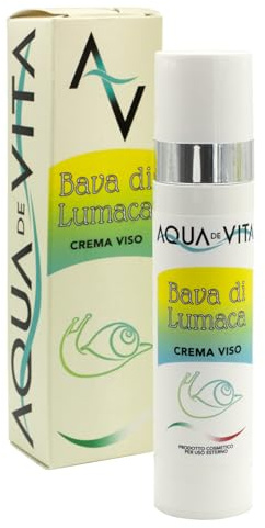 Aqua De Vita Crema Viso Bava di Lumaca Contenitore da 50ml con Acido Ialuronico Collagene Vitamina E Azione Antiage Nutriente Idratante Skincare quotidiana Made in Italy