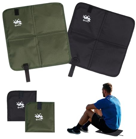 Jadin 2 Pezzi Cuscino Stadio Pieghevole, Tappetino Pieghevole Outdoor, Cuscini da Esterno, Cuscino del Sedile in Tessuto Oxford Impermeabile, per Escursioni, Picnic, Campeggio, 37 x 35 cm, Nero, Verde