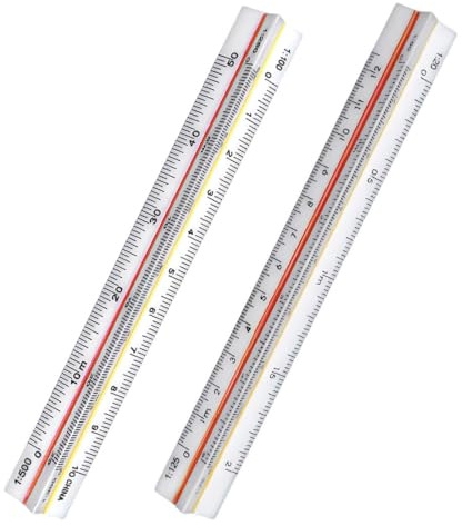 2 Pezzi Righello Triangolare, Scala Righello Triangolare,Scalimetro 1:100 1:200 1:250 1:300 1:400 1:500/1:20 1:25 1:50 1:75 1:100 1:125, Righello in scala architettonica per studenti, disegnatore