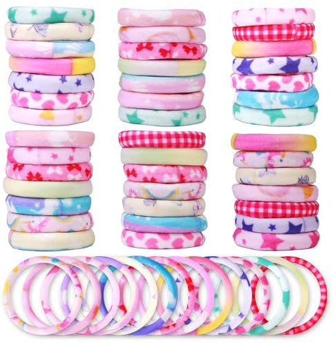 42 elastici per capelli per ragazze e donne, in nylon in 14 colori, elastici per capelli piccoli, morbidi per capelli spessi, lisci e ricci, delicati per danni ai capelli per bambini e neonati