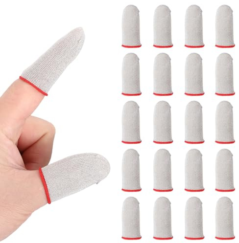 PATIKIL 20 Manchons De Doigt Manchon De Doigt De Contrôleur Argent/Rouge
