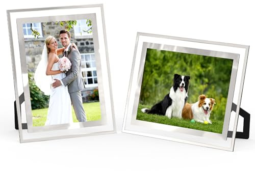 ECBEITF 5x7 Picture Frames Set of 2, Desktop Clear Glass Photo Frame Horizontal or Vertical Display for Landscape, Portrait, Wedding, Pet Photos