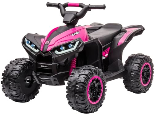 Kids Electric Quad Bike 12V, Battery Powered Ride on ATV with Forward Reverse Functions, Remote Control, LED Headlights, Music, Children 2 Speed Vehicle Toy Car for Boys Girls Toddler Aged 3-7 Years