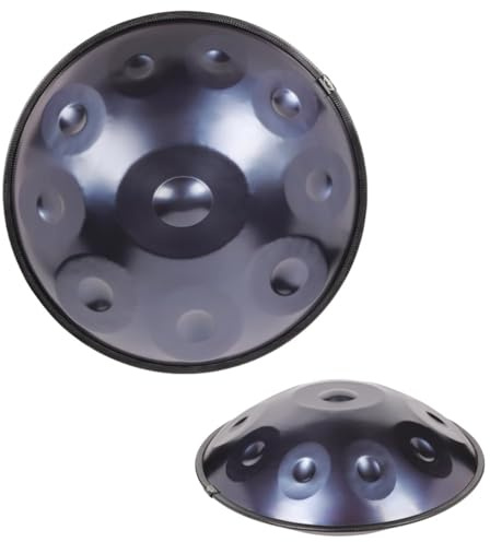 Tambor Handpan de 22 Pulgadas, Hecho a Mano en Acero, en re kurdo Menor, 440 Hz (Si, 10 Notas)