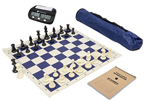 Wholesale Chess Basic Club Complete Chess Set with Scorebook and Clock (Blue)
