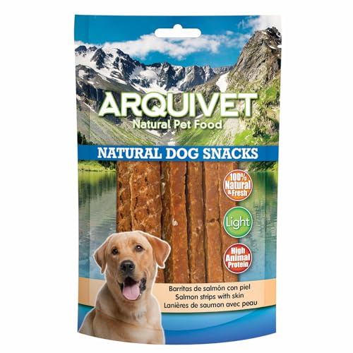 Arquivet, Barritas de salmón con piel, Snacks naturales para perros, Chuches , Golosinas , Alimentación y comida , Snacks caninos, 100 g