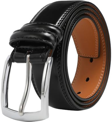 VRLEGEND Ledergürtel Herren Gürtel Herren Leder 35mm für Business und Formelle Anlässe, Anzuggürtel Herrengürtel mit Geschenkbox (130cm, Schwarz)