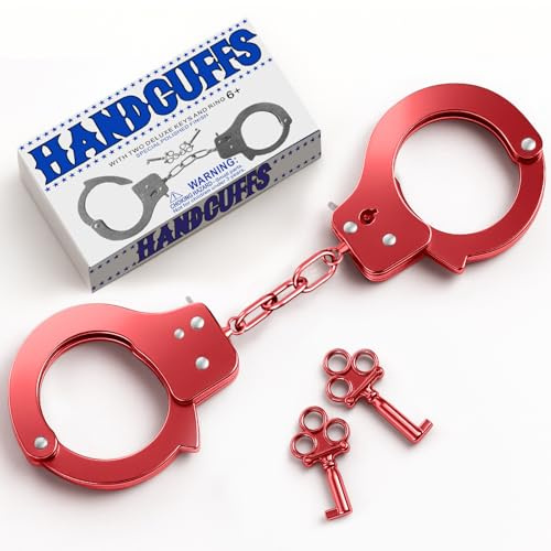JUNRUI Handbojor för barn, Handbojor leksak med nyckel, handbojor i metall för polisspel (Svart)