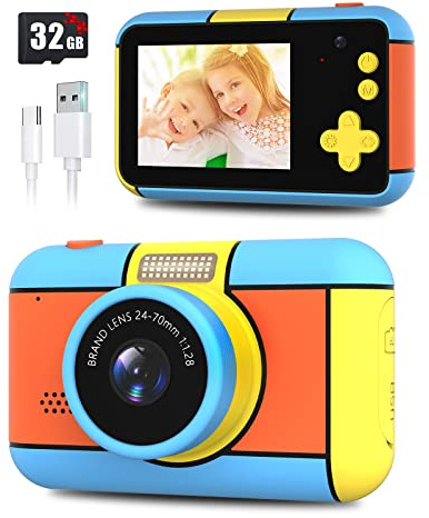 BaFuland Cámara Fotos Infantil, 2,4 Pulgadas Cámaras Digitales para Niños con Selfie, con Tarjeta SD 32G,1080P HD, Regalo de Cumpleaños para 3-10 Años - Multicolor
