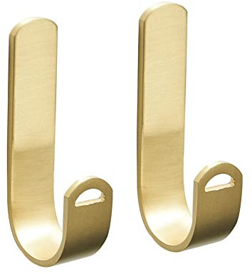 Lot de 2 crochets en laiton doré en forme de J sur porte murale, sans perçage, crochets de serviette à coller sur les crochets de porte, crochets muraux modernes pour peignoirs de salle de bain