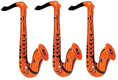Colorful 22 Saxophone Inflates (3 Colors) Inflatable Musical Instrument for Pretent Play Concert Jazz Photo Shoot Booth Birthday Party DJ (3 Orange)