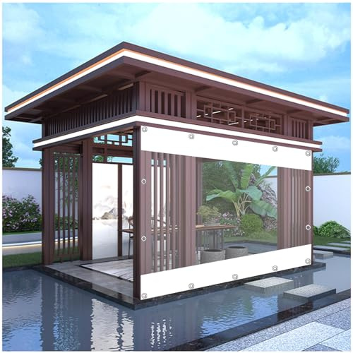 Outdoor Tarpaulin Side Panels, Waterproof Transparent Tarp Curtains, Clear Tarpaulin Side Panels for Pergola Patio Garage, Customizable,WxH-5.5x2.5m/18 * 8.2ft