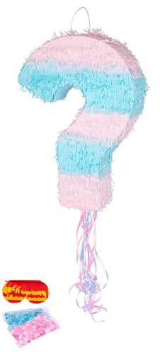 Fax Potato 2pc Blue/Pink Gender Reveal Pull String Pinata Set - Mexican Kids Girls Boys Birthday Party Parties Games Decorations Kit