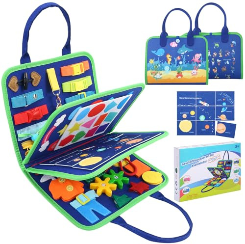 khlerox Busy Board Montessori-Spielzeug für Kleinkinder, pädagogisches Lernaktivitäts-Sensory-Board, Entwicklung eines sensorischen Spielzeugs für die Feinmotorik (Blau)