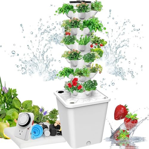 Système de culture hydroponique 30 capsules Smart Garden tour de jardinière pour jardin d'herbes aromatiques d'intérieur – Kits de culture hydroponique avec pompe et filet pots