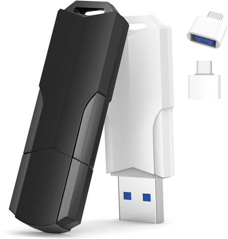 Wooolken Pendrive USB 32GB 3.0 Pack de 2, Memoria USB y Memoria Flash con Adaptador USB-C y Cordón, Pen Drive para PC, Portátil, TV, Coche, Mac y Chromebook