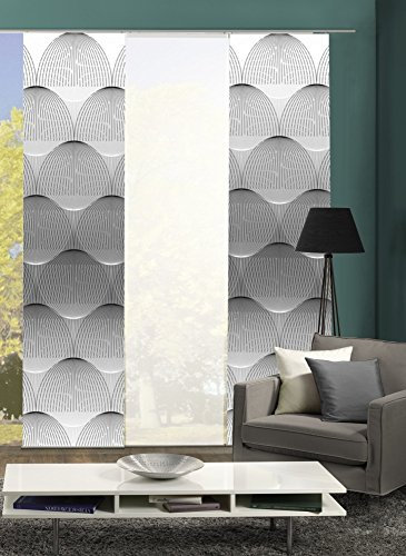 wohnfuehlidee 3er-Set Flächenvorhang, Deko Blickdicht, Arlena, Höhe 245 cm, 2X Dessin grau / 1x Uni weiß halbtransparent