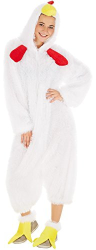 Huhn Kostüm, lustige Kostüme Männer, Faschingskostüme Damen lustig, Tierkostüme für Erwachsene, Hühner Tier Kostüm Erwachsene, Faschingskostüm mit Plüsch Federn, Männer Kostüm, Fun (M | Nr. 300866)