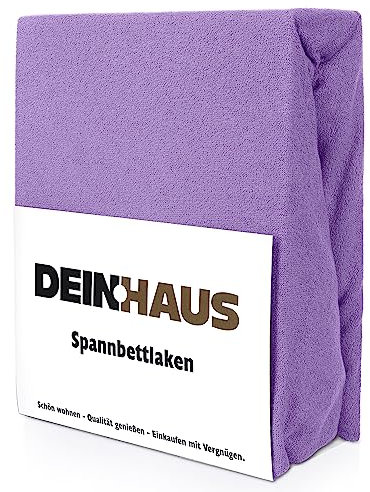 DH DEIN.HAUS Frottee Weiches Spannbetttuch 100 x 200 cm – Baumwolle, mit Gummizug, pflegeleicht, Bettlaken – Farbe: Violett