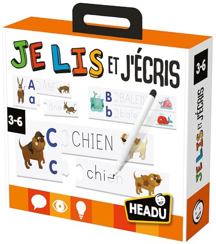 Headu - Je Lis Et J'Ecris - J’Apprends À Lire Et Écrire Dès Trois Ans | Jeu Educatif 3 4 5 6 Ans, Jeux en Boîte pour Enfants, Cadeau Enfants, Cadeau Fille, Cadeau Garçon, Made in Italy