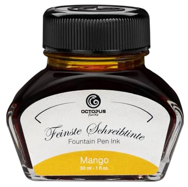 Füllhaltertinte im Tintenglas, Schreibtinte für Füllhalter, Füllertinte in Mango 30ml im Tintenfass, Kalligraphie Tinte