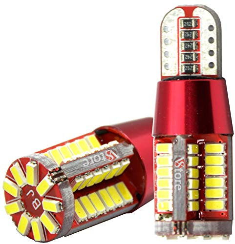VS 2 Pezzi Lampadine LED Auto T10 W5W Canbus Sensa Errore 57-SMD 4014 LED Ultra Luminoso Luce Posizione Targa Lampade Interni Luce Bianca Xenon 6000K, 12V