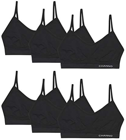 Channo Soutiens-Gorge Invisibles sans Coutures, sans Coussinets et sans Armatures en avec Bretelles réglables - Lot de 6, Noir, L/XL