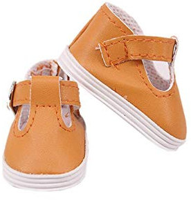 Aeromdale Puppenschuhe, weich, PU, 5 cm, für 36,8 cm große Puppen, 32–34 cm, Geschenkzubehör für Mädchen, Kaffeebraun, 1 Paar
