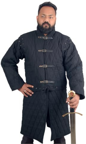 THE MEDIEVALS Thick Padded Full Sleeves Gambeson Coat Aketon Jacket Armor, Cotton Fabric