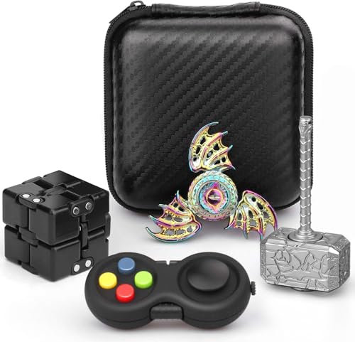 Dilabnda Tragbares sensorisches Fidget Spielzeug Set Infinity Fidget Cube Block Flippy Kette, Zappelhammer Spinner, Schild Fidgit Spinner, Anti Stress Angst Geschenke für Teenager, Kinder, Erwachsene