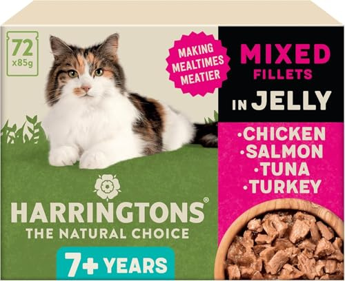 Harringtons Complete Wet Senior Cat Food Pouch Mixed in Jelly Pack 72x85g | Making Mealtimes Meatier - 80% Freshly Prepared Meat & Fish - Grain Free for Sensitive Tummies - Support Vision & Heart Heath